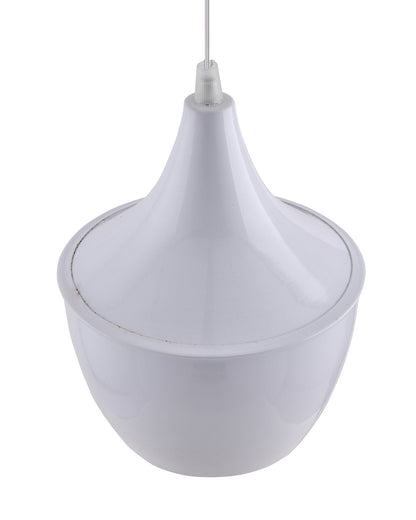 E26/E27 Single Head Metal Shade Pendant Vintage Hanging Ceiling Light, White Set of 2