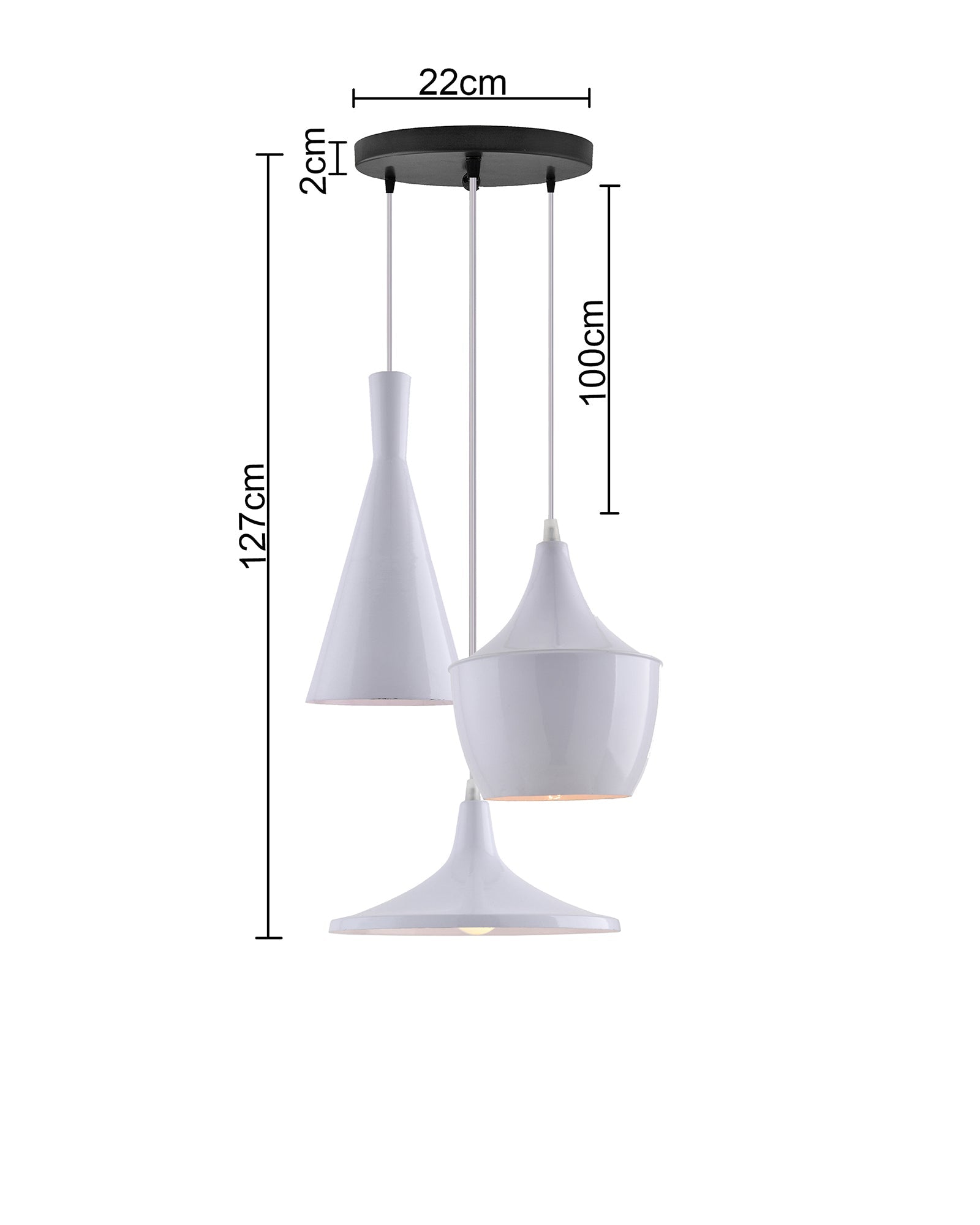 3-Lights Round Cluster Chandelier Modern Medium Tri-Nordic hanging Light, E27 Holder, Decorative, White, URBAN Retro, Nordic Style, LED/Filament Bulb