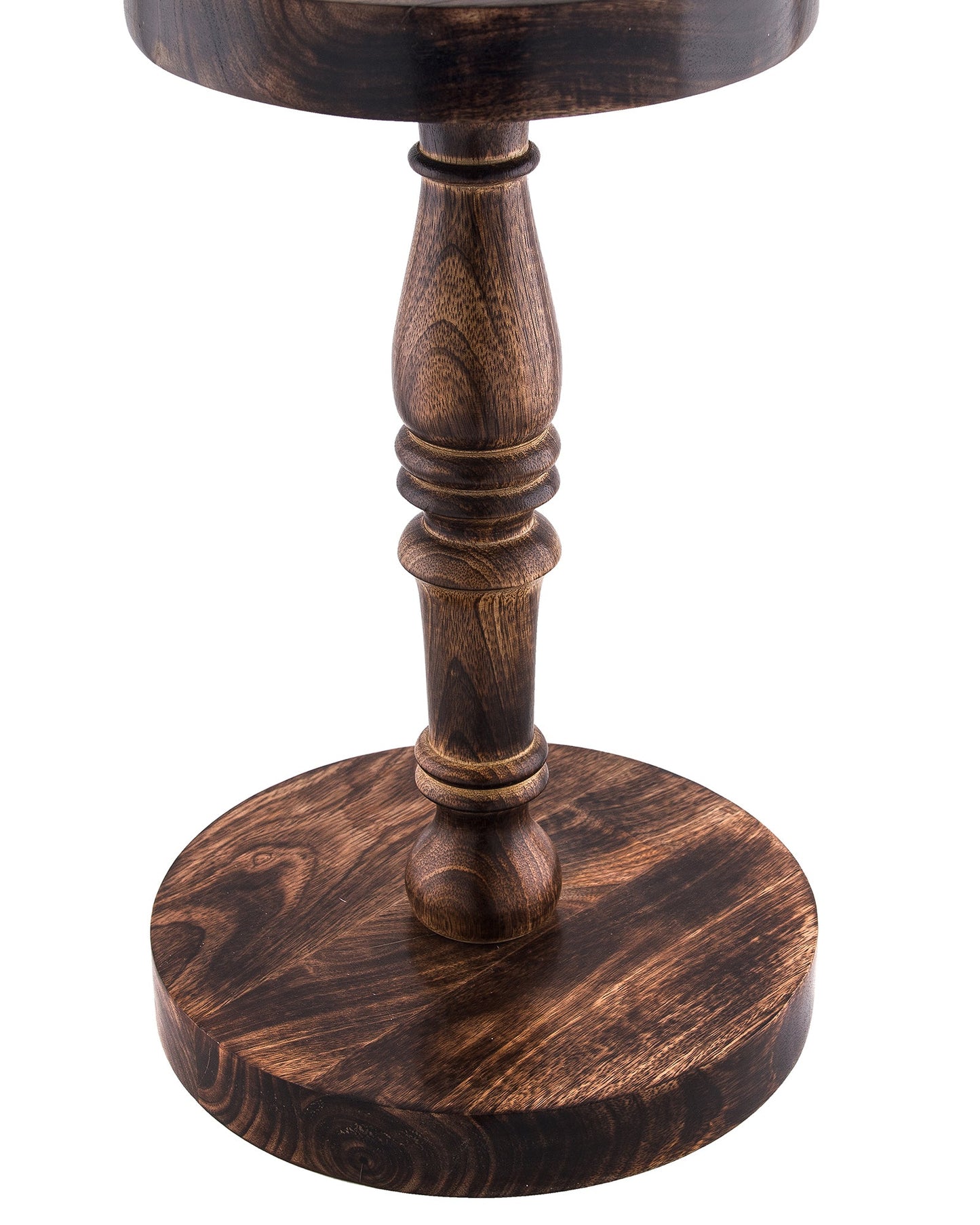 Classic Round Mabel Black Finish Wooden Floor Lamp with Khadi Shade