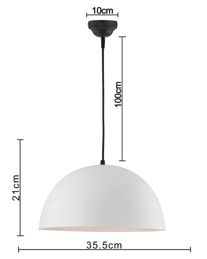 Metallic White Pendant Hanging Light, Hanging Lamp 14", Industrial E27 lamp