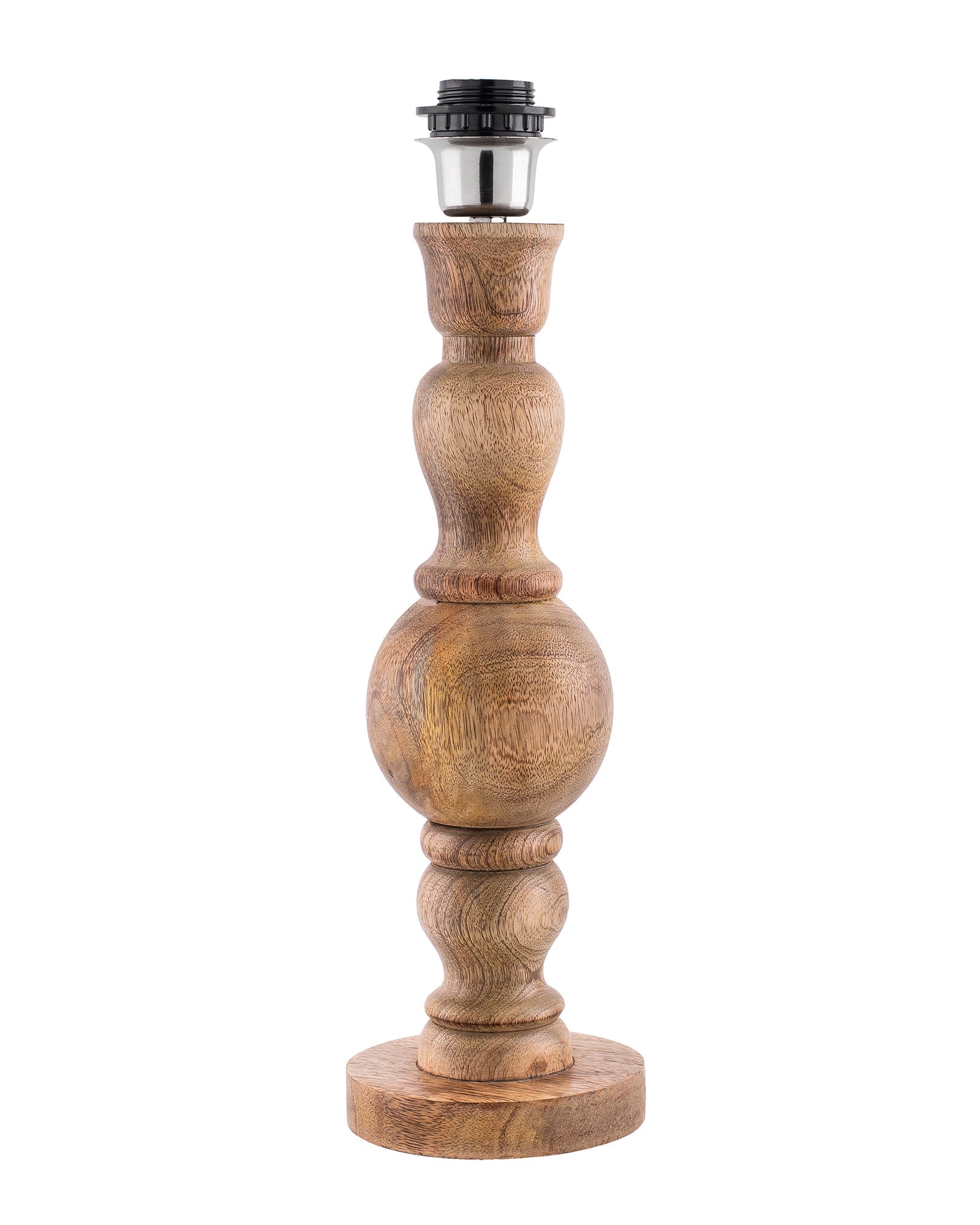 Hand Turned Wood Bubble Bedside Table Lamp, Cone Shade