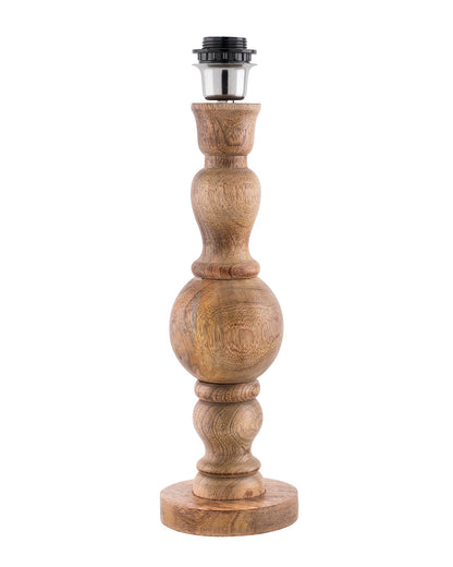 Hand Turned Wood Bubble Bedside Table Lamp, Cone Shade