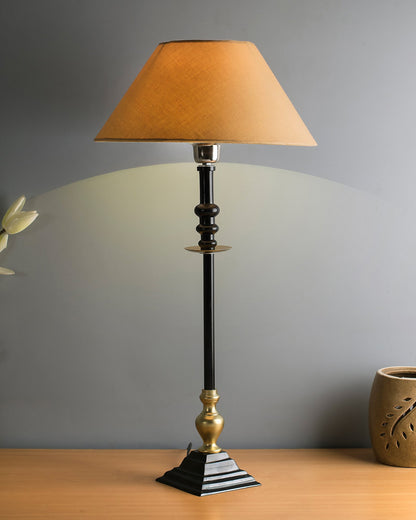 Classic Imperial Black Golden Riveria Table Lamp, Cone Shade