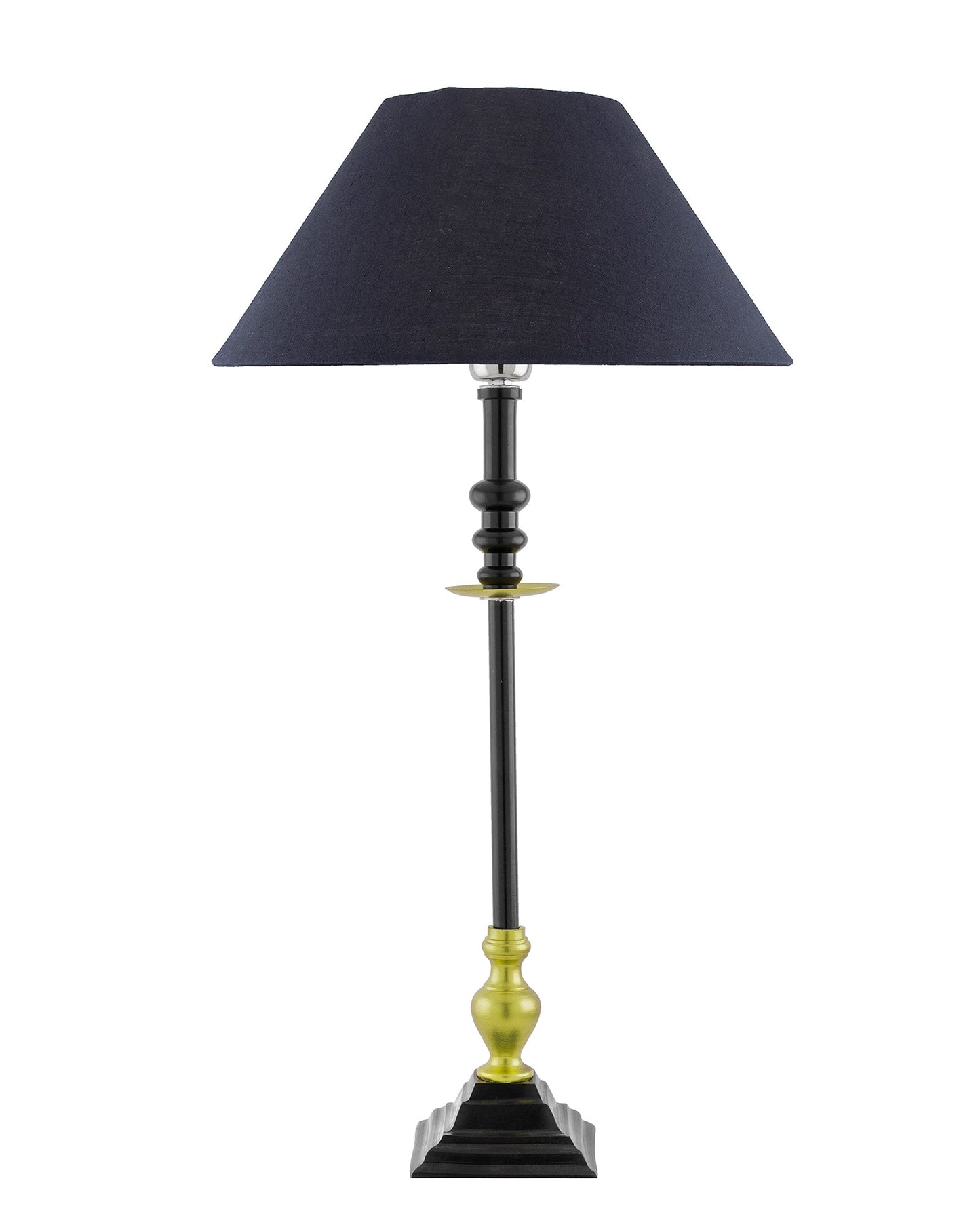Classic Imperial Black Golden Riveria Table Lamp, Cone Shade