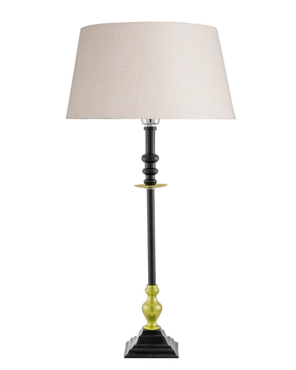 Classic Imperial Black Golden Riveria Table Lamp, Drum Shade
