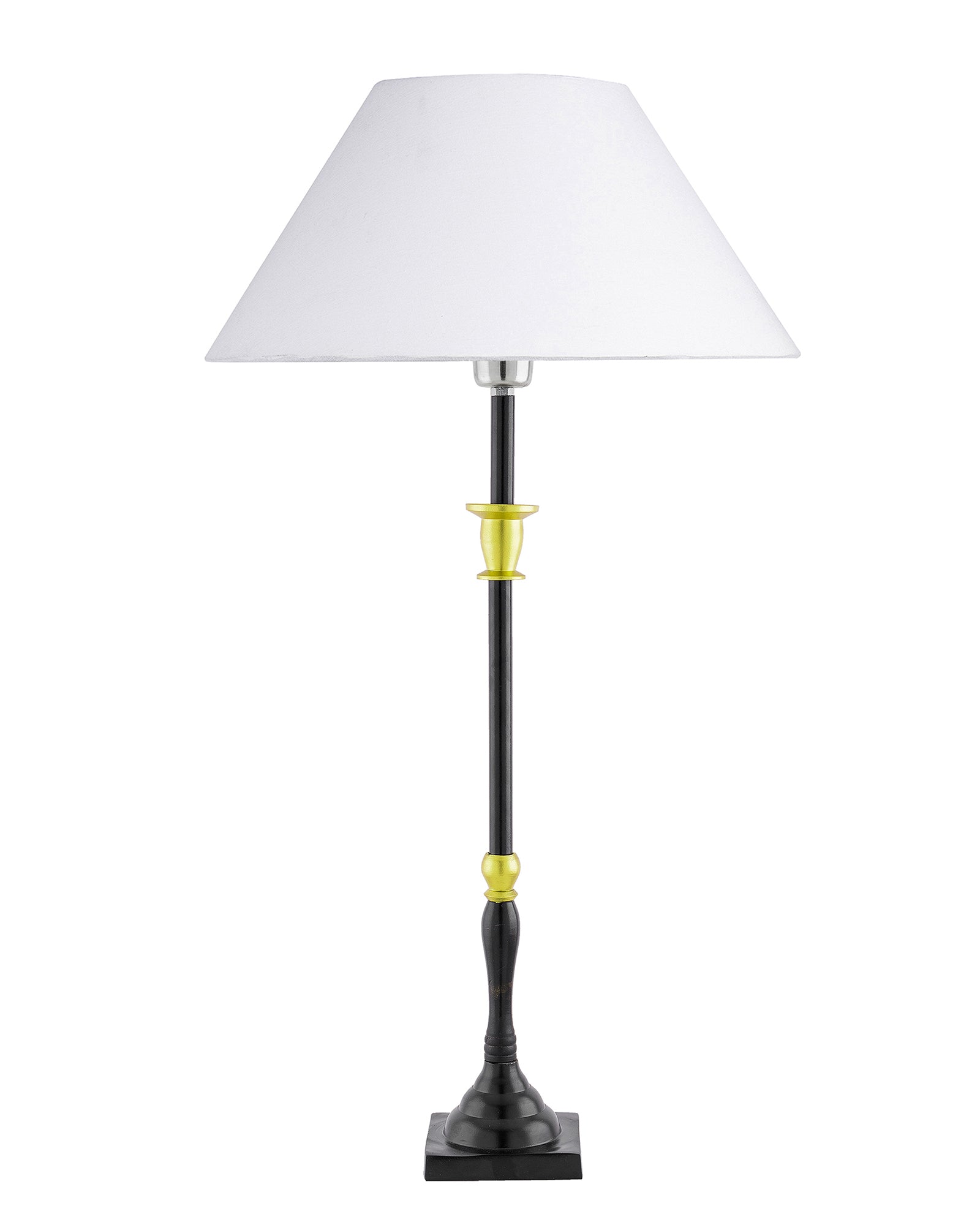 Classic Imperial Black Golden Candlestick Table Lamp, Cone Shade