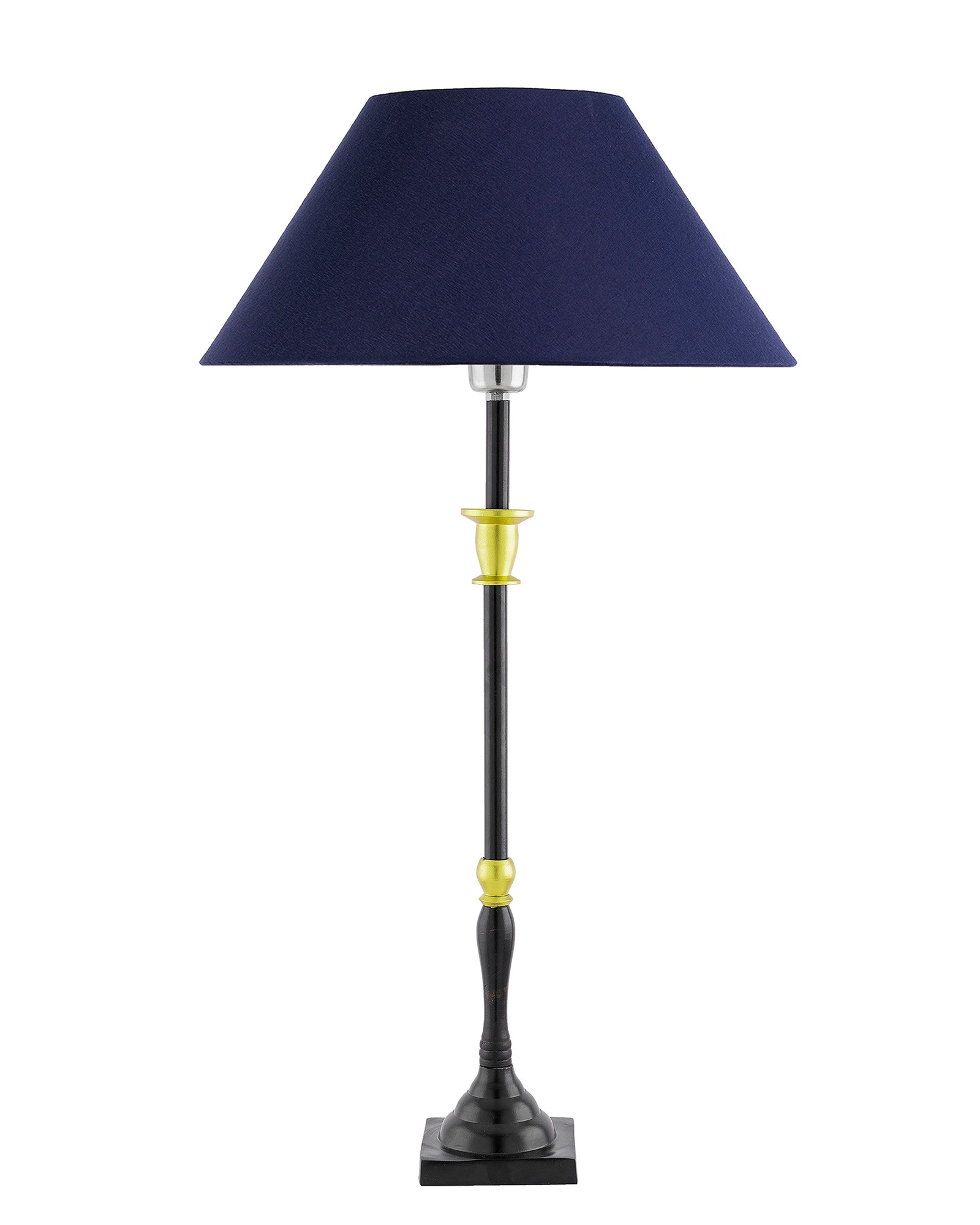 Classic Imperial Black Golden Candlestick Table Lamp, Cone Shade