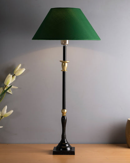 Classic Imperial Black Golden Candlestick Table Lamp, Cone Shade