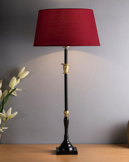 Classic Imperial Black Golden Candlestick Table Lamp, Drum Shade
