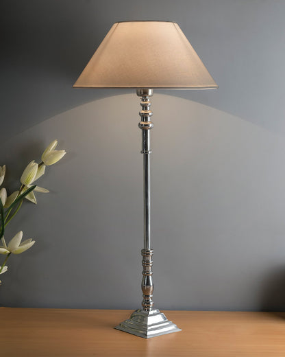 Modern Aluminium Chrome Finish Buffet Table Lamp, Cone Shade