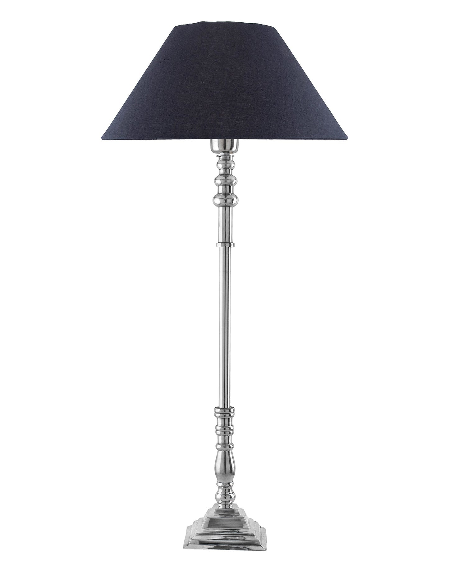 Modern Aluminium Chrome Finish Buffet Table Lamp, Cone Shade