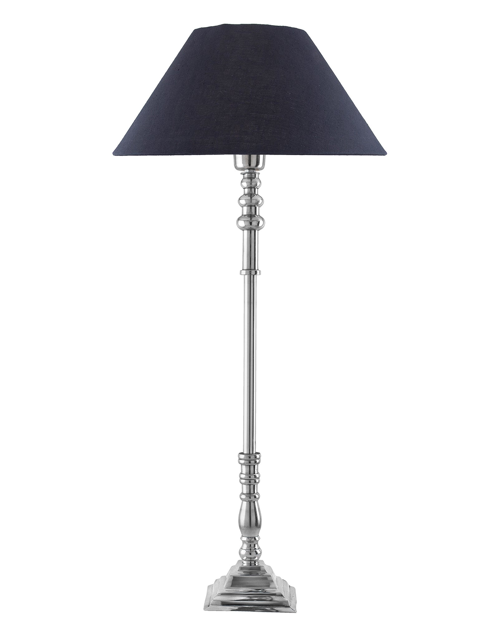 Modern Aluminium Chrome Finish Buffet Table Lamp, Cone Shade