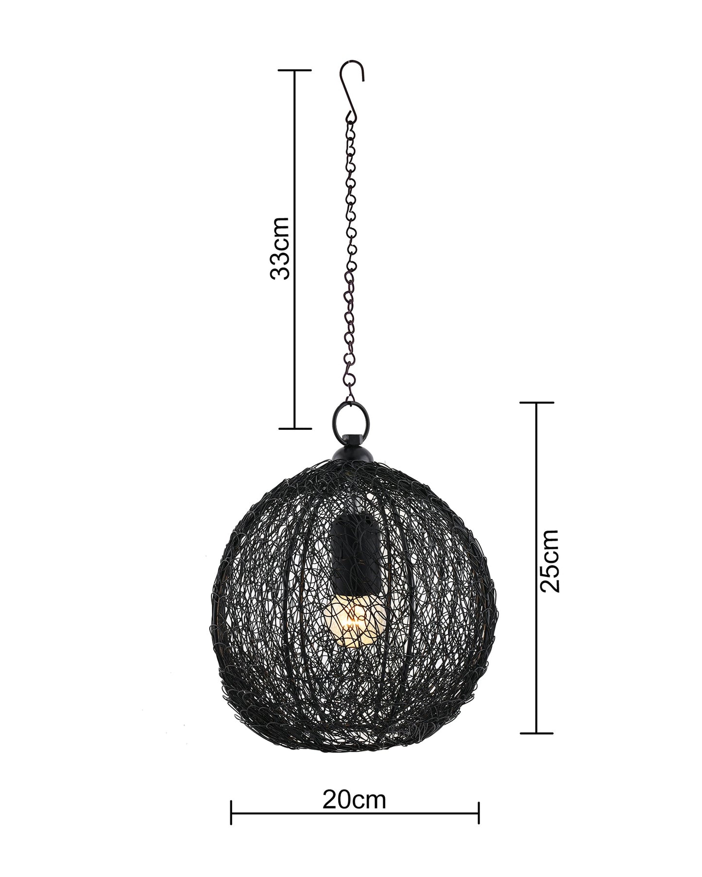 Classic Twisted Wire Round Hanging Pendant Light, Black Hanging Fixture Lamp
