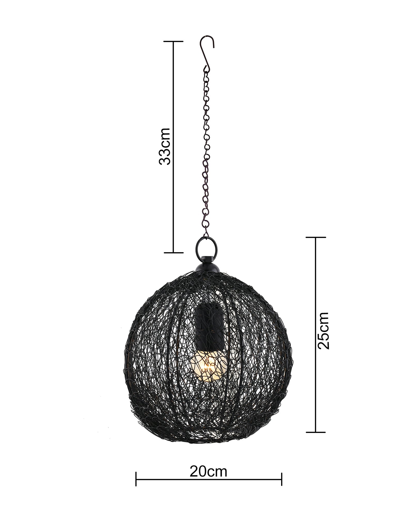 Classic Twisted Wire Round Hanging Pendant Light, Black Hanging Fixture Lamp