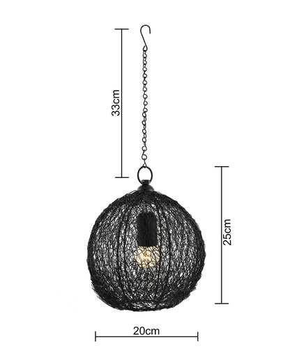 Classic Twisted Wire Round Hanging Pendant Light, Black Hanging Fixture Lamp