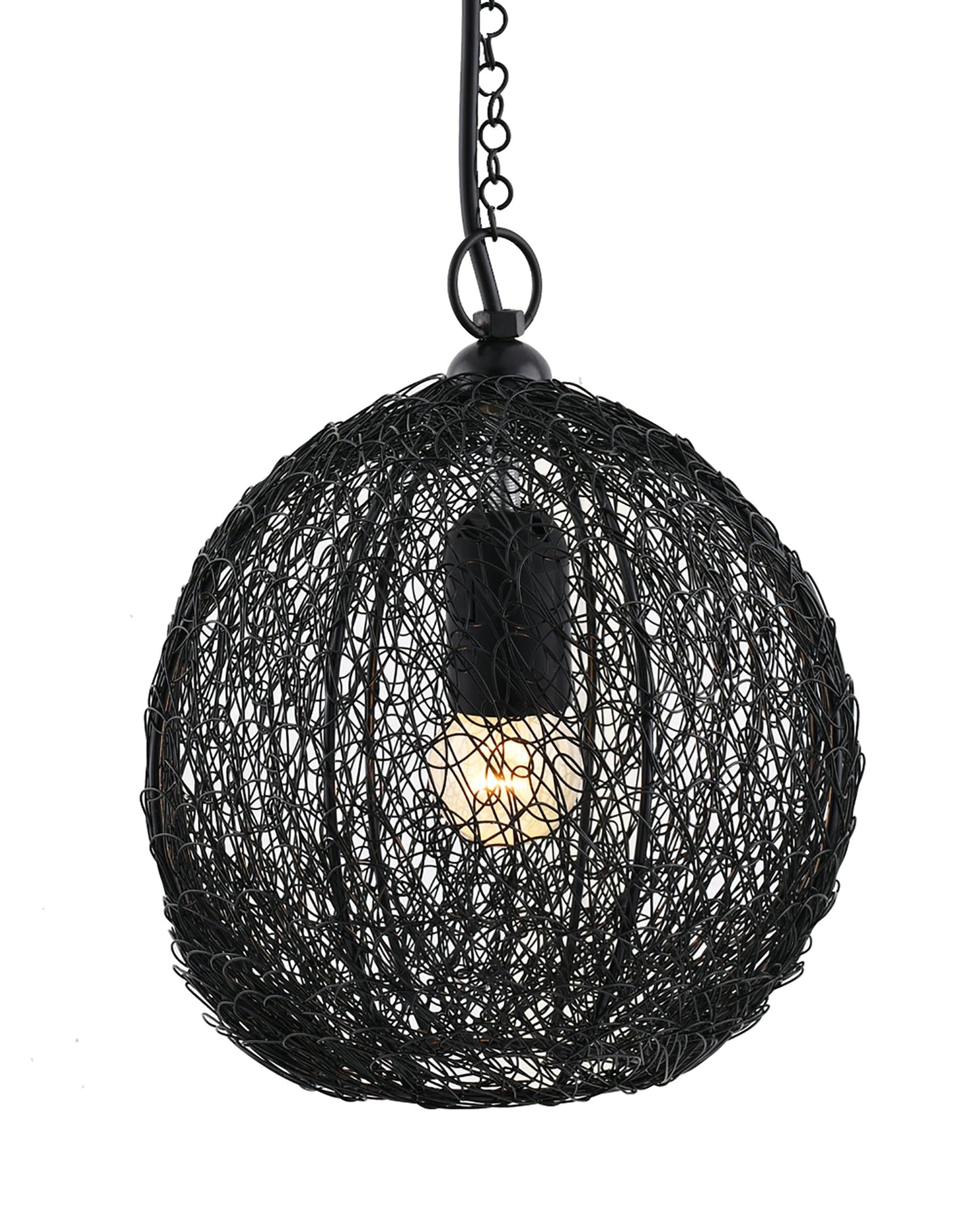 Classic Twisted Wire Round Hanging Pendant Light, Black Hanging Fixture Lamp