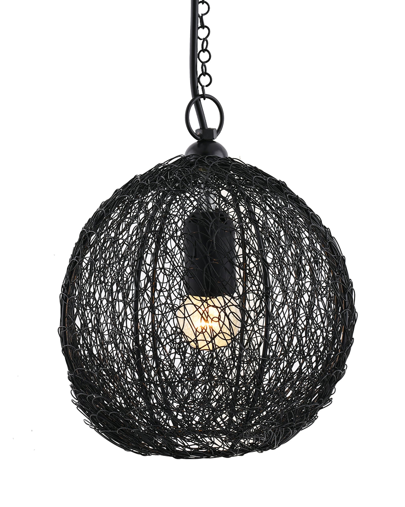 Classic Twisted Wire Round Hanging Pendant Light, Black Hanging Fixture Lamp