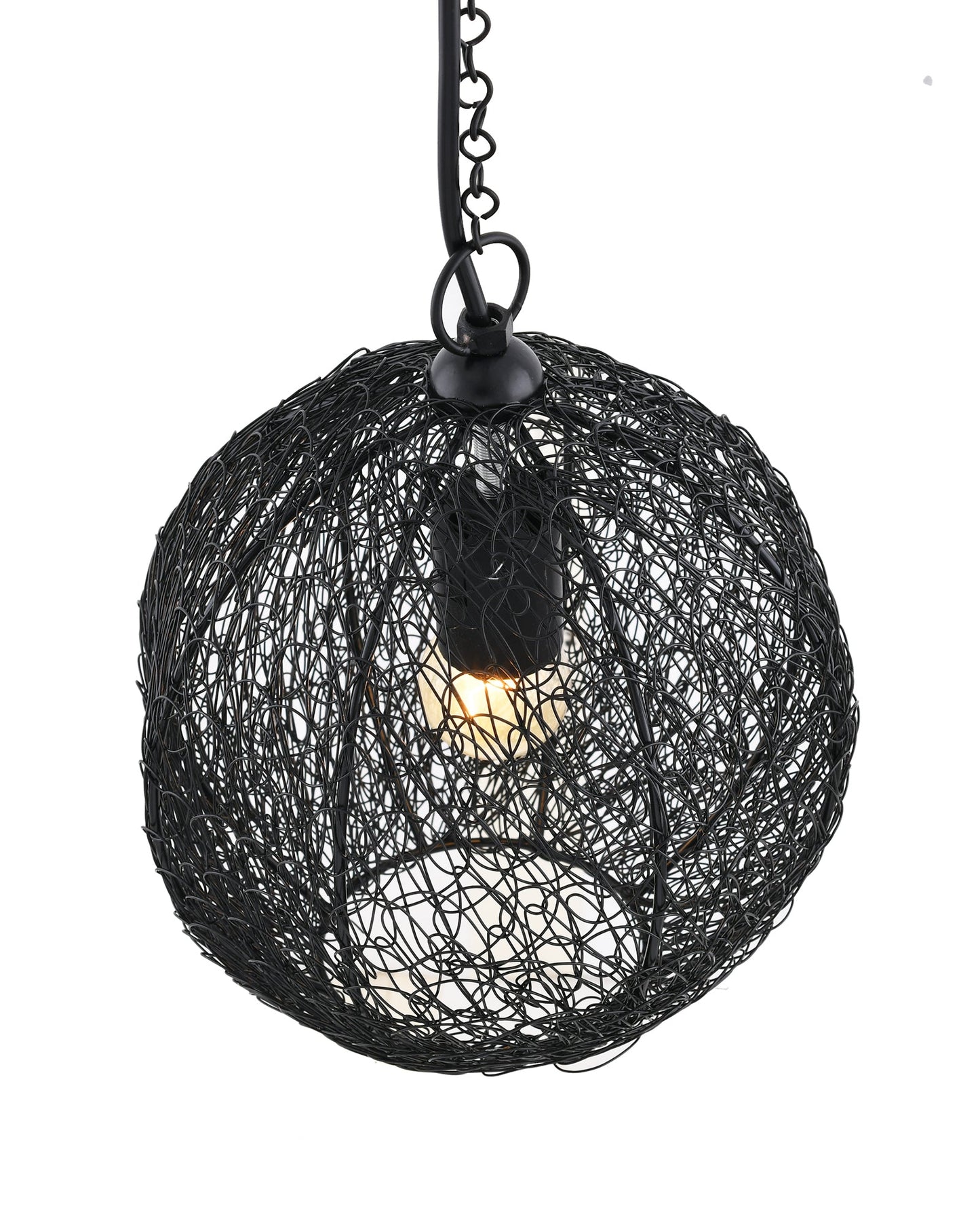 Classic Twisted Wire Round Hanging Pendant Light, Black Hanging Fixture Lamp