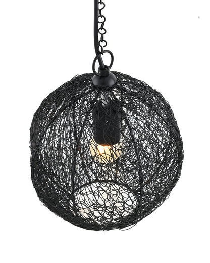 Classic Twisted Wire Round Hanging Pendant Light, Black Hanging Fixture Lamp