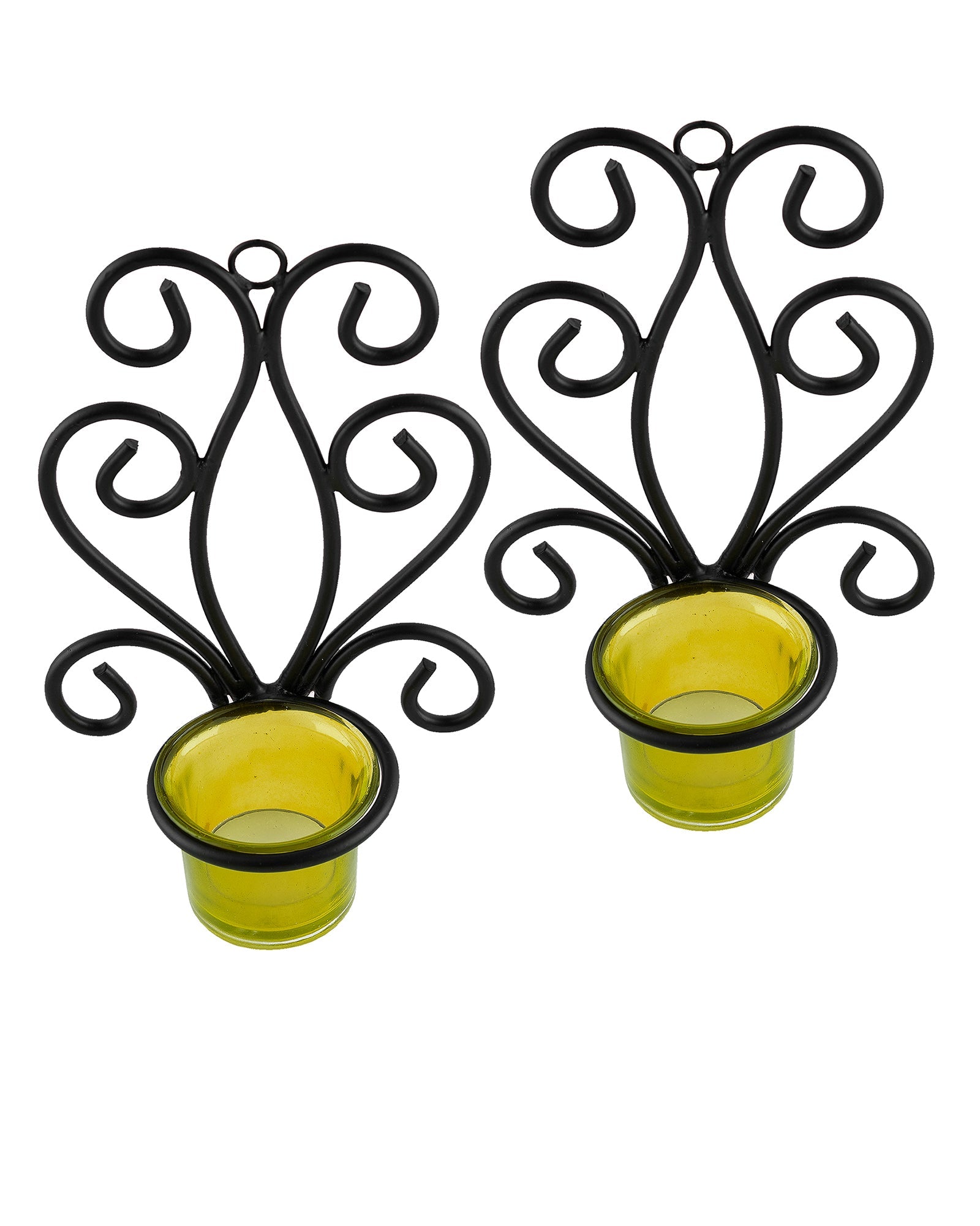 Modern Art Large Wall Sconce with Glass Votive Candle Tealight Holders,Set of 2, Antique Metal Wall Scone Candles