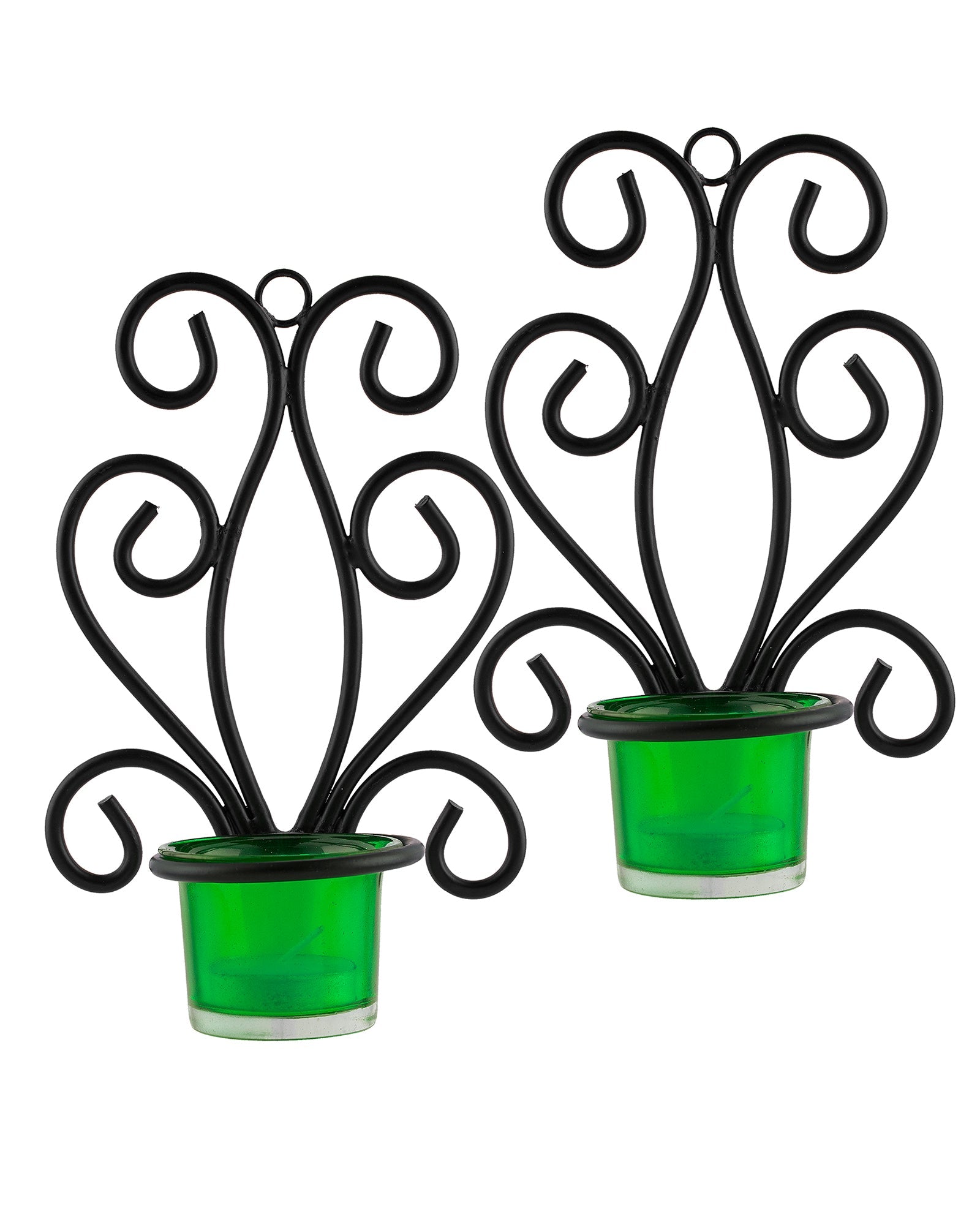 Modern Art Large Wall Sconce with Glass Votive Candle Tealight Holders,Set of 2, Antique Metal Wall Scone Candles