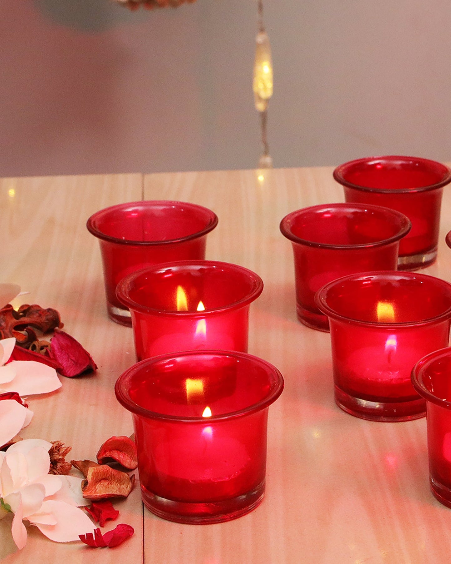 Collar Glass Tea Light Candle Holder, Set of 6