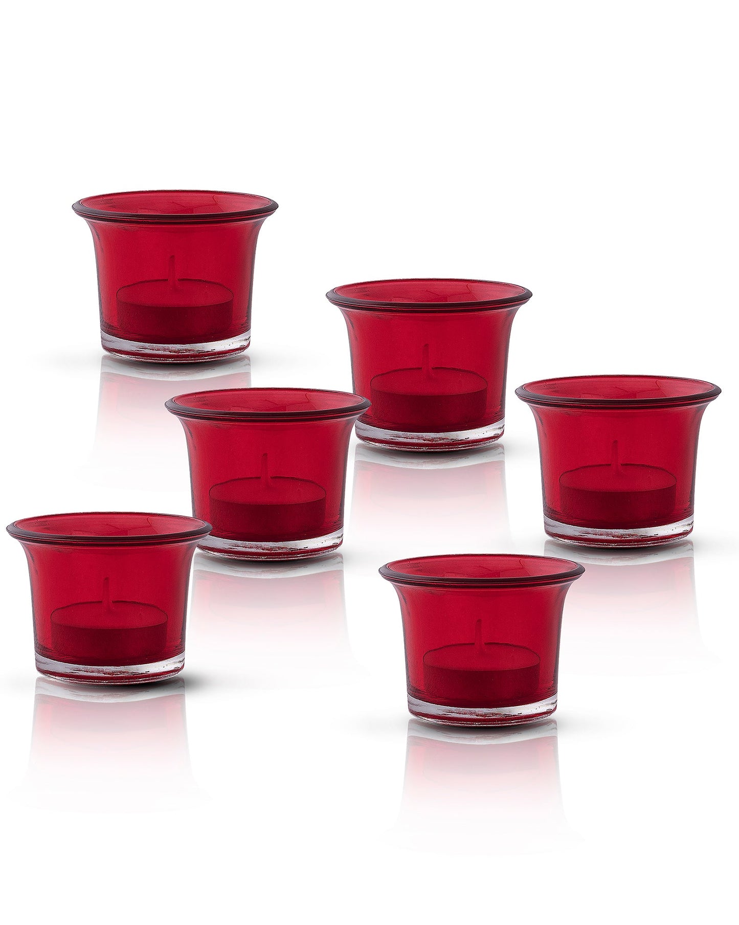 Collar Glass Tea Light Candle Holder, Set of 6