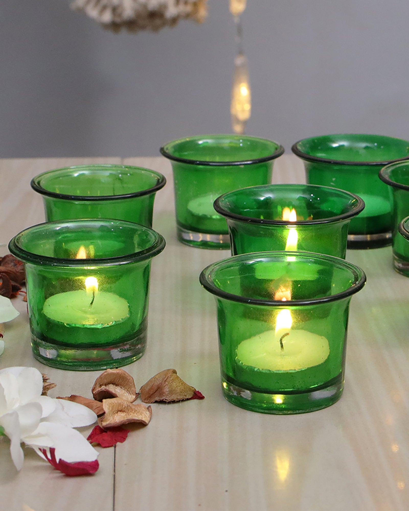 Collar Glass Tea Light Candle Holder, Set of 6