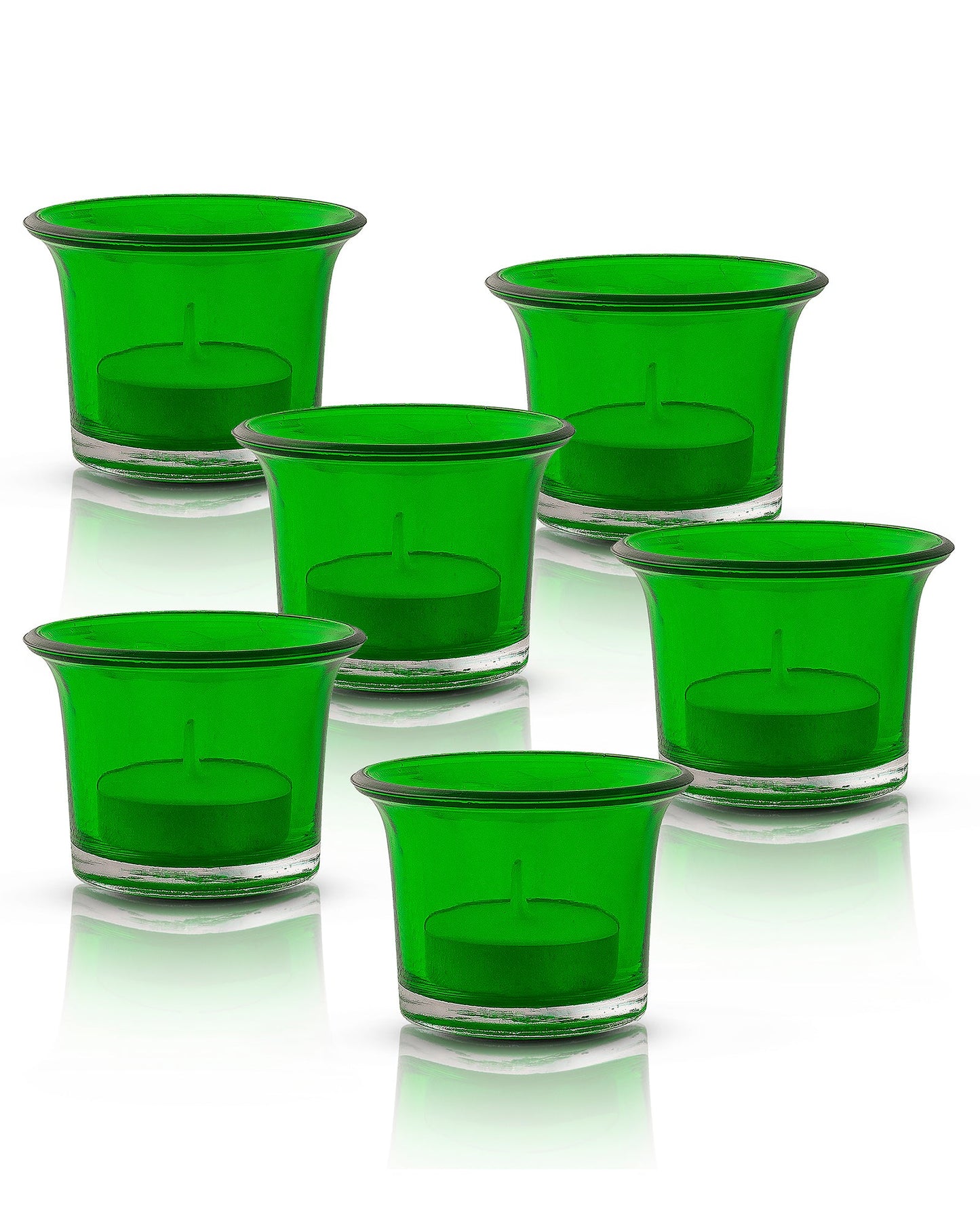 Collar Glass Tea Light Candle Holder, Set of 6