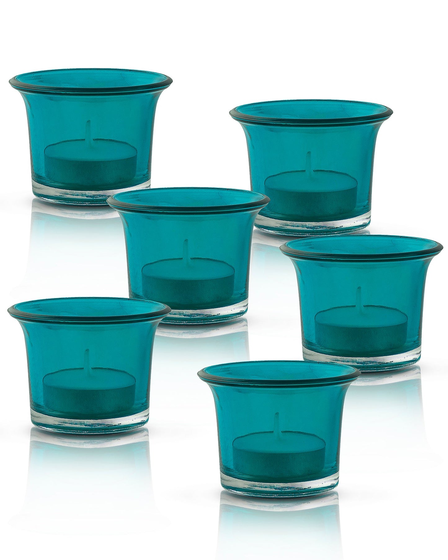 Collar Glass Tea Light Candle Holder, Set of 6