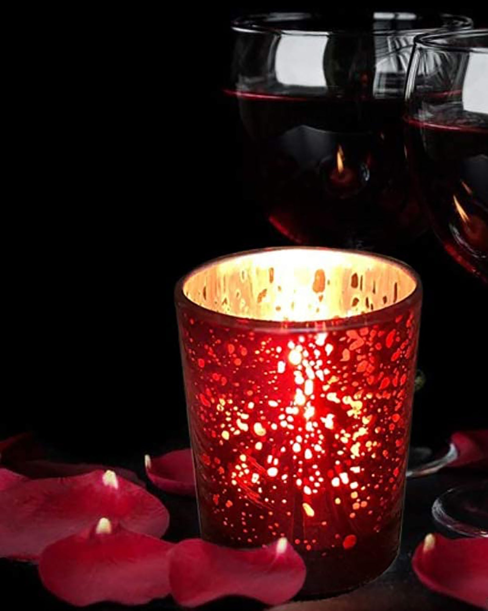 Mercury Silver T-light holder, Glass candle holder stand with free candle,set of 10