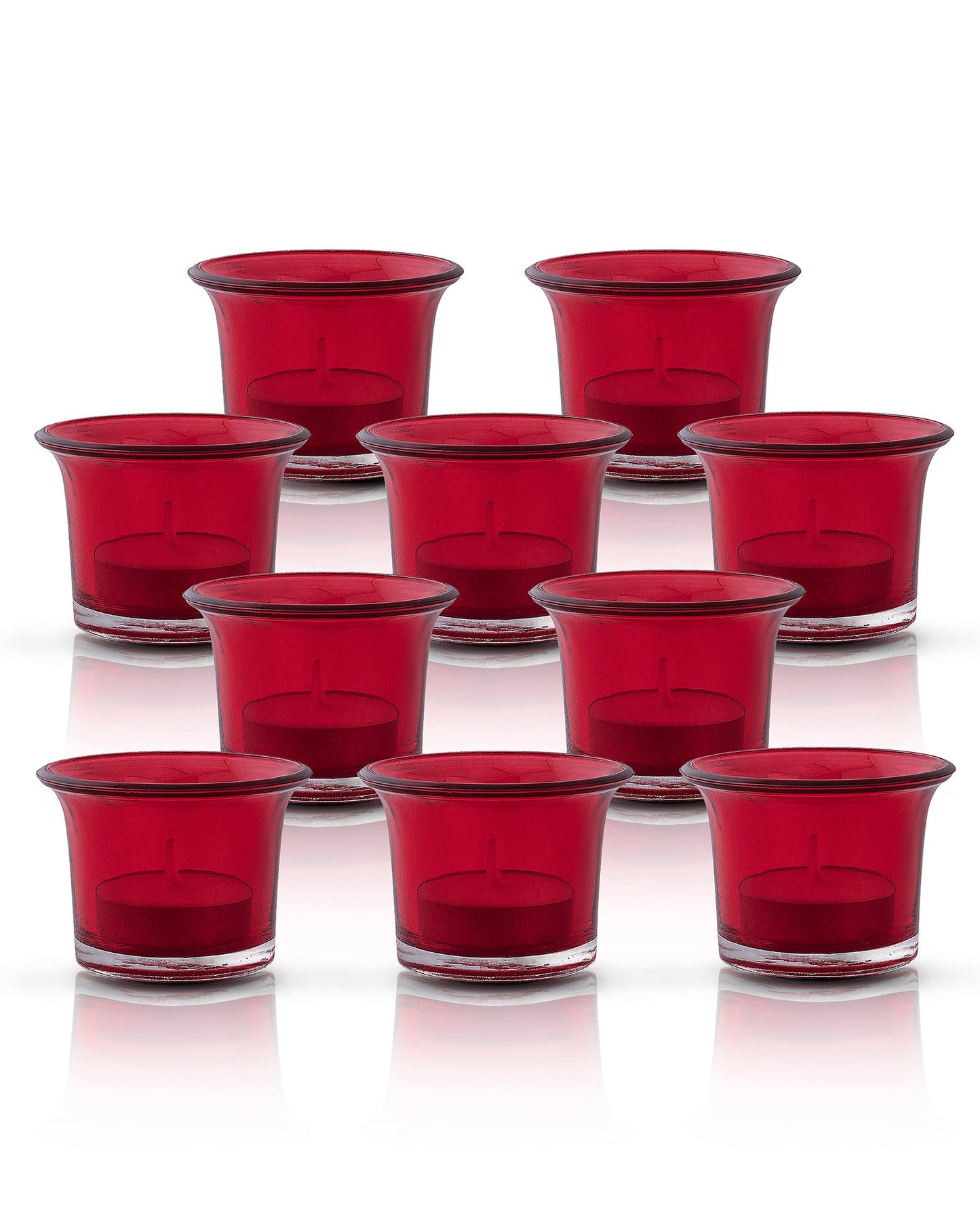 Collar Glass Tea Light Candle Holder, Set of 10