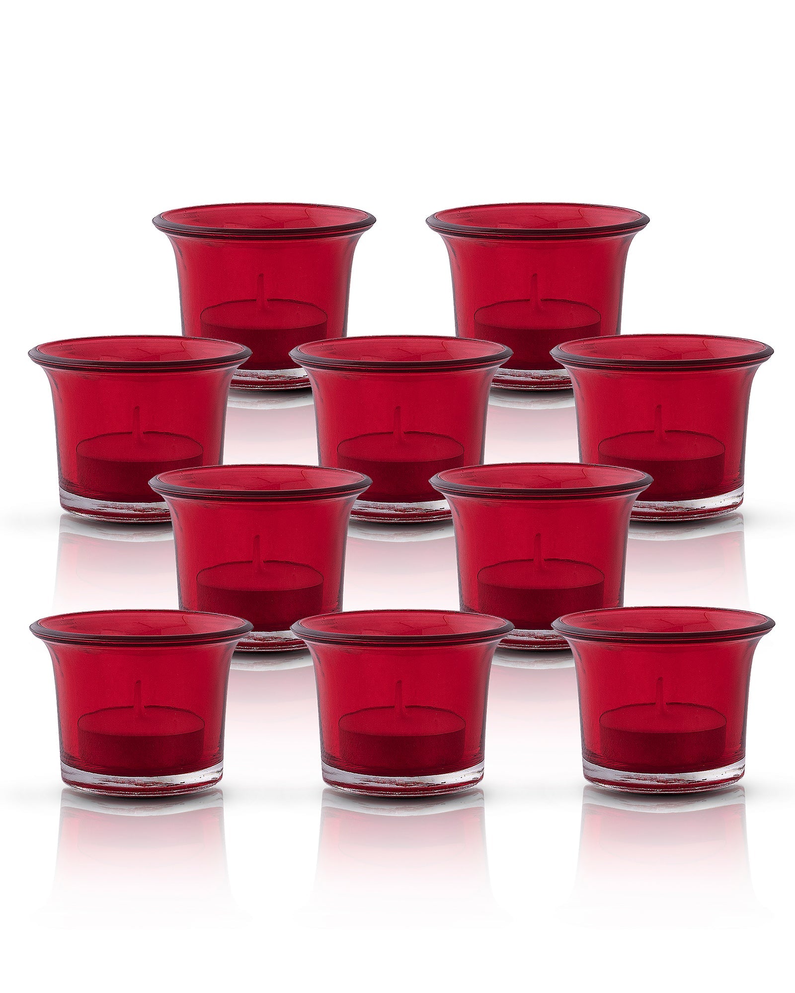 Collar Glass Tea Light Candle Holder, Set of 10