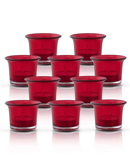 Collar Glass Tea Light Candle Holder, Set of 10