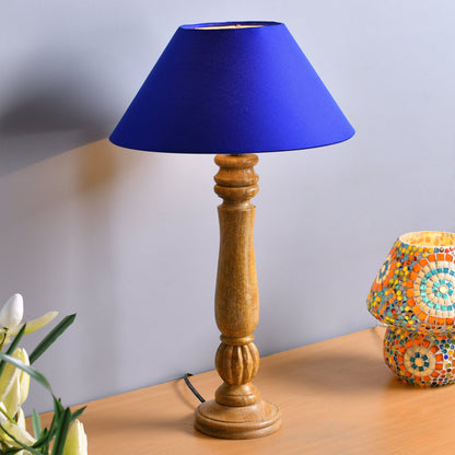Classic Victorian Natural Wood Table Lamp With Shade