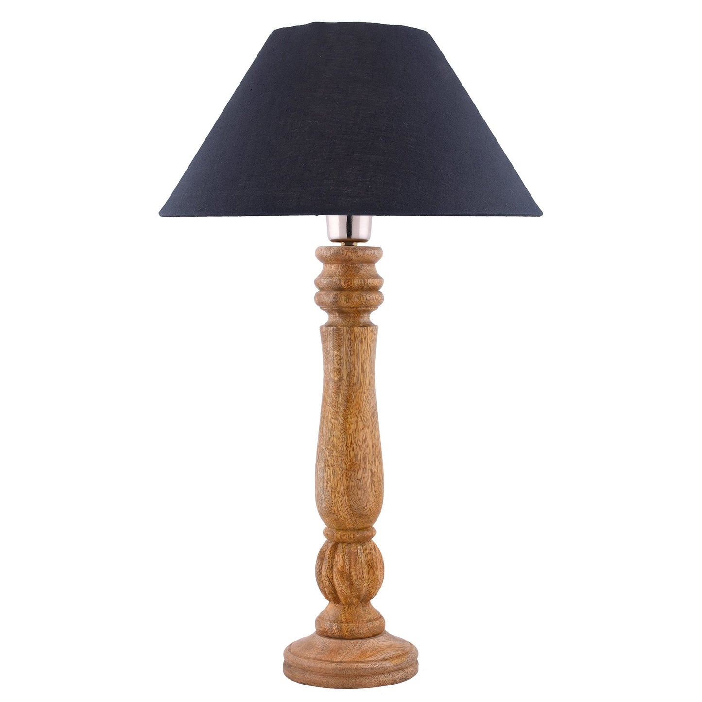 Classic Victorian Natural Wood Table Lamp With Shade