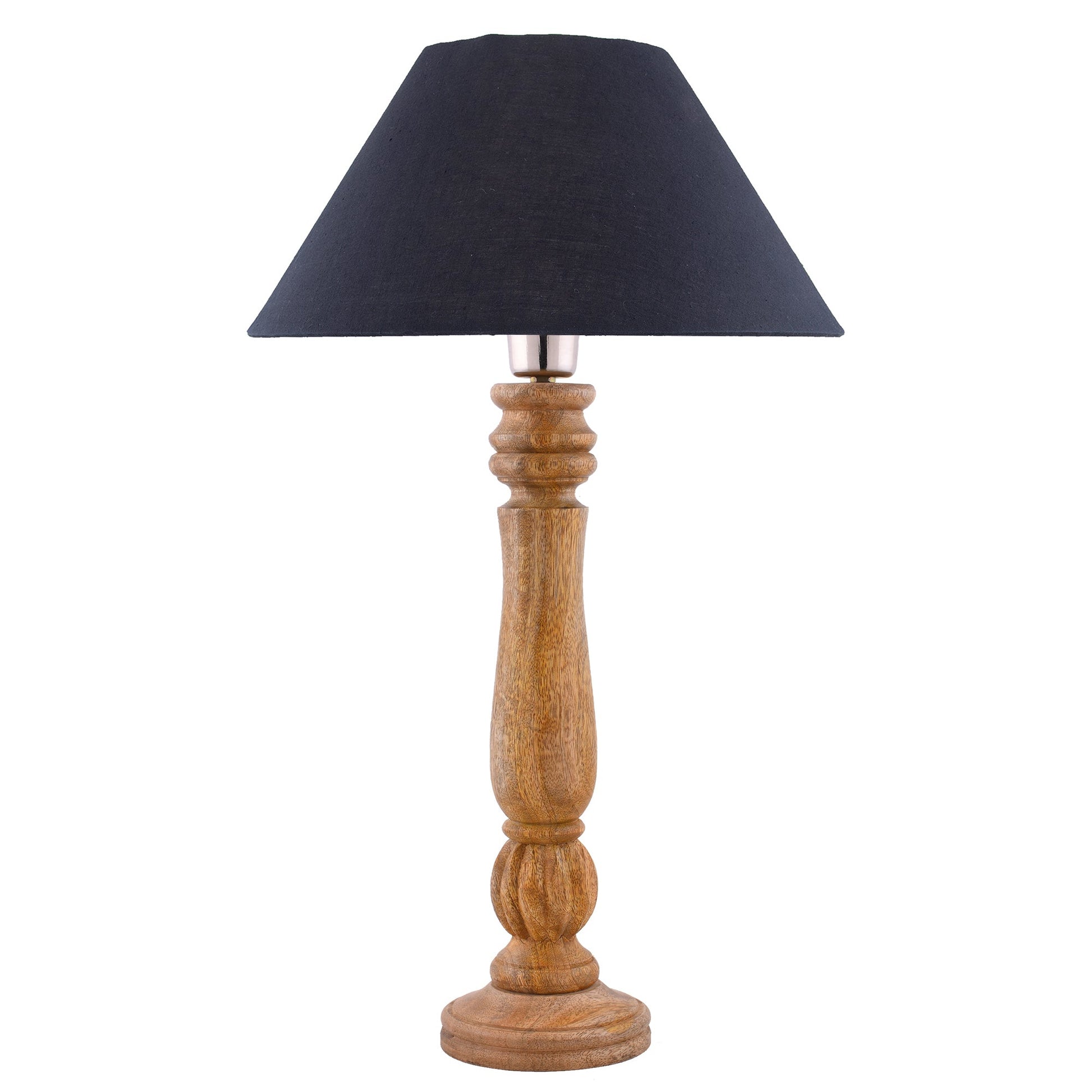Classic Victorian Natural Wood Table Lamp With Shade