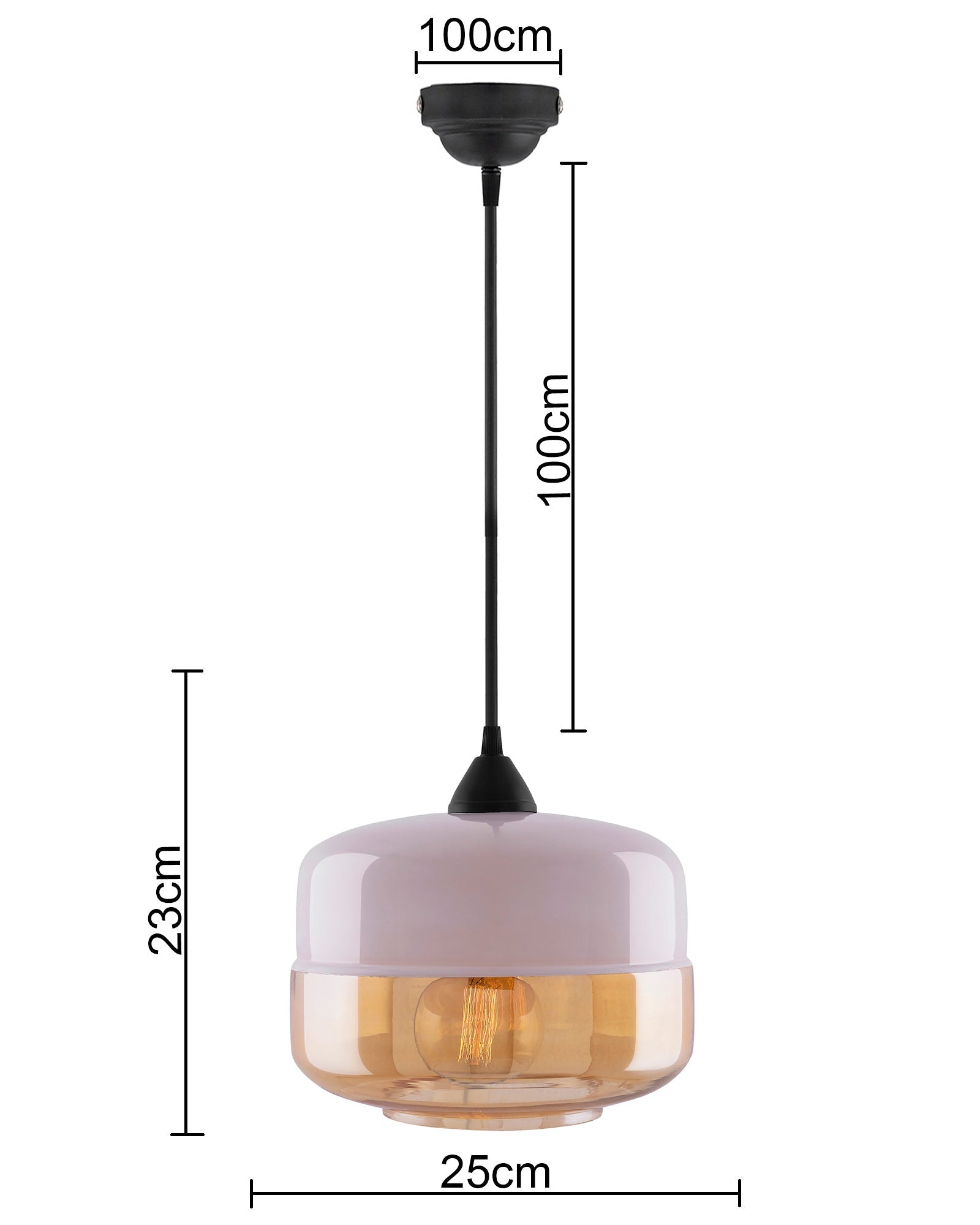 Glass Pendant Light Black Loft Bar Counter Dining Room Creative LED/Filament Ceiling Hanging Lamp, E27, Murray