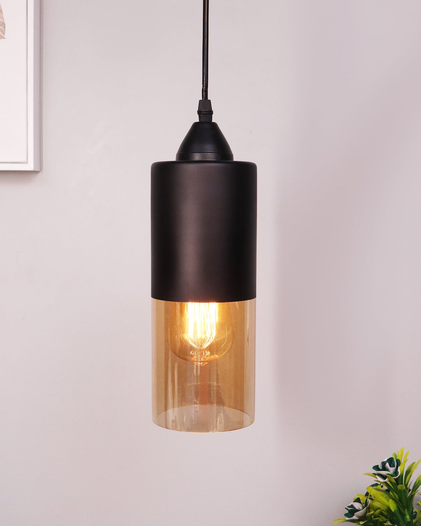 Glass Tube Pendant Light Loft Bar Counter Dining Room Ceiling Hanging Lamp, E27