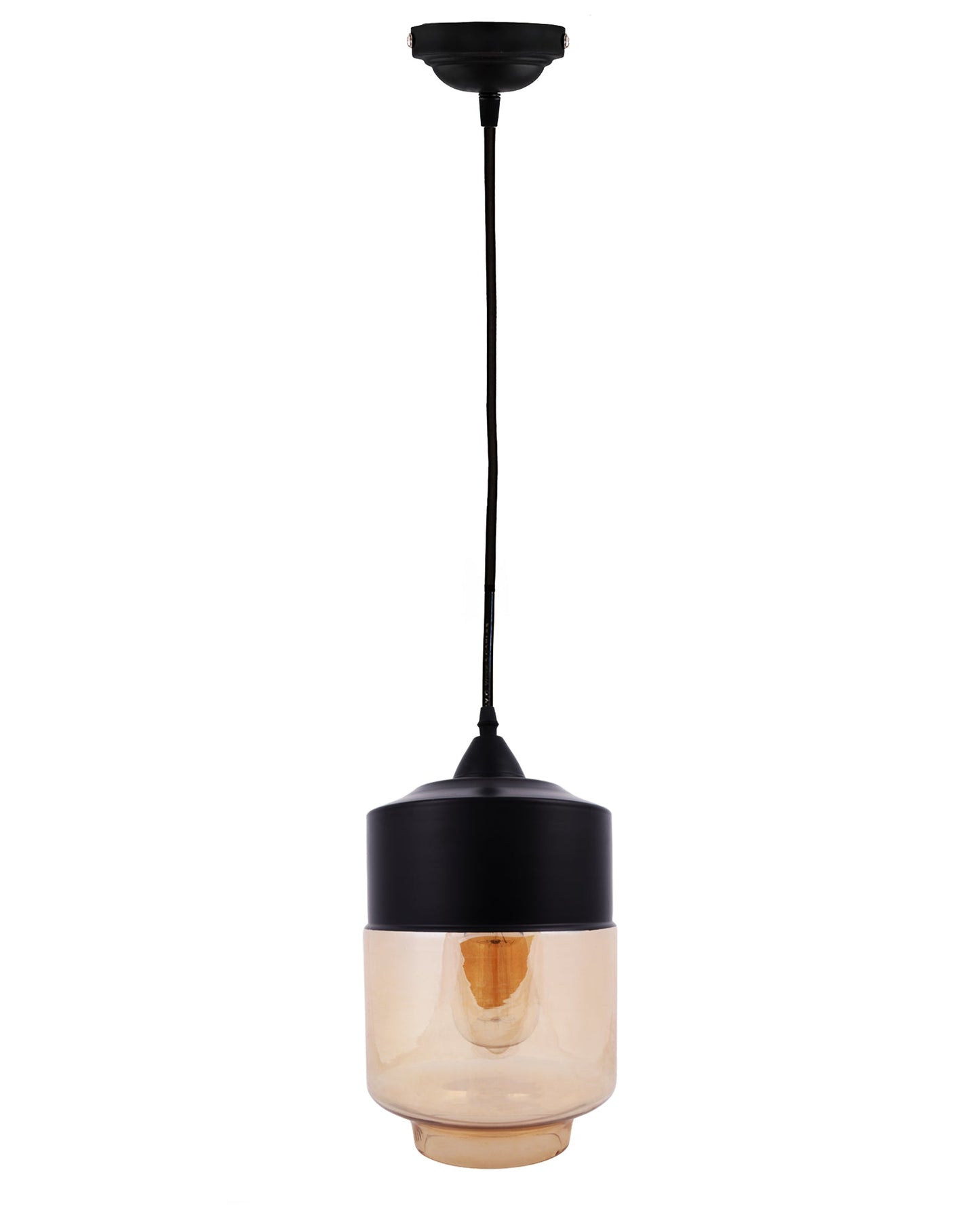 Glass Pendant Light Black Loft Bar Counter Dining Room Creative LED/Filament Ceiling Hanging Lamp, E27, Cylinder