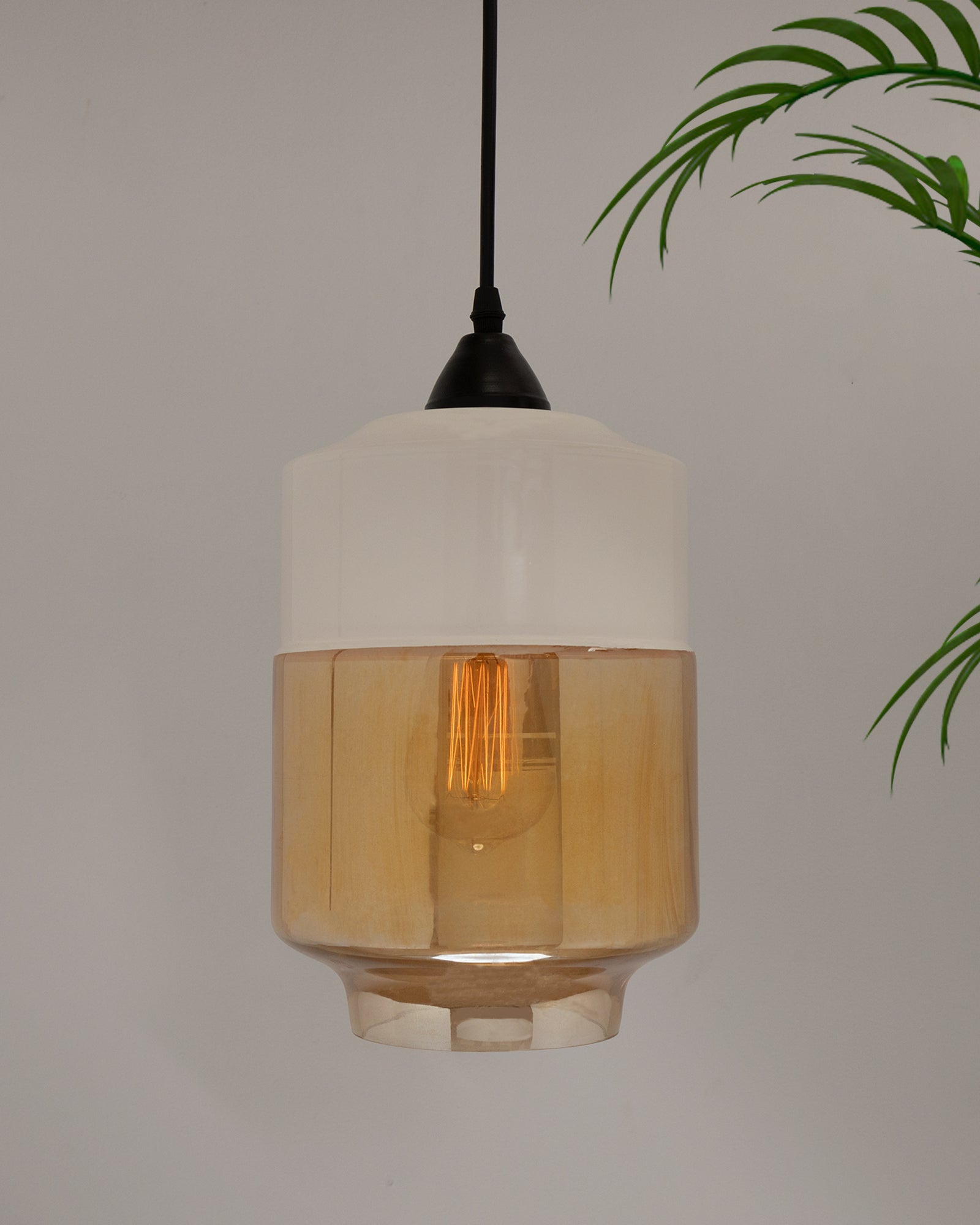 Glass Pendant Light Black Loft Bar Counter Dining Room Creative LED/Filament Ceiling Hanging Lamp, E27, Cylinder