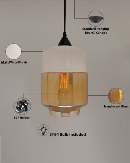 Glass Pendant Light Black Loft Bar Counter Dining Room Creative LED/Filament Ceiling Hanging Lamp, E27, Cylinder