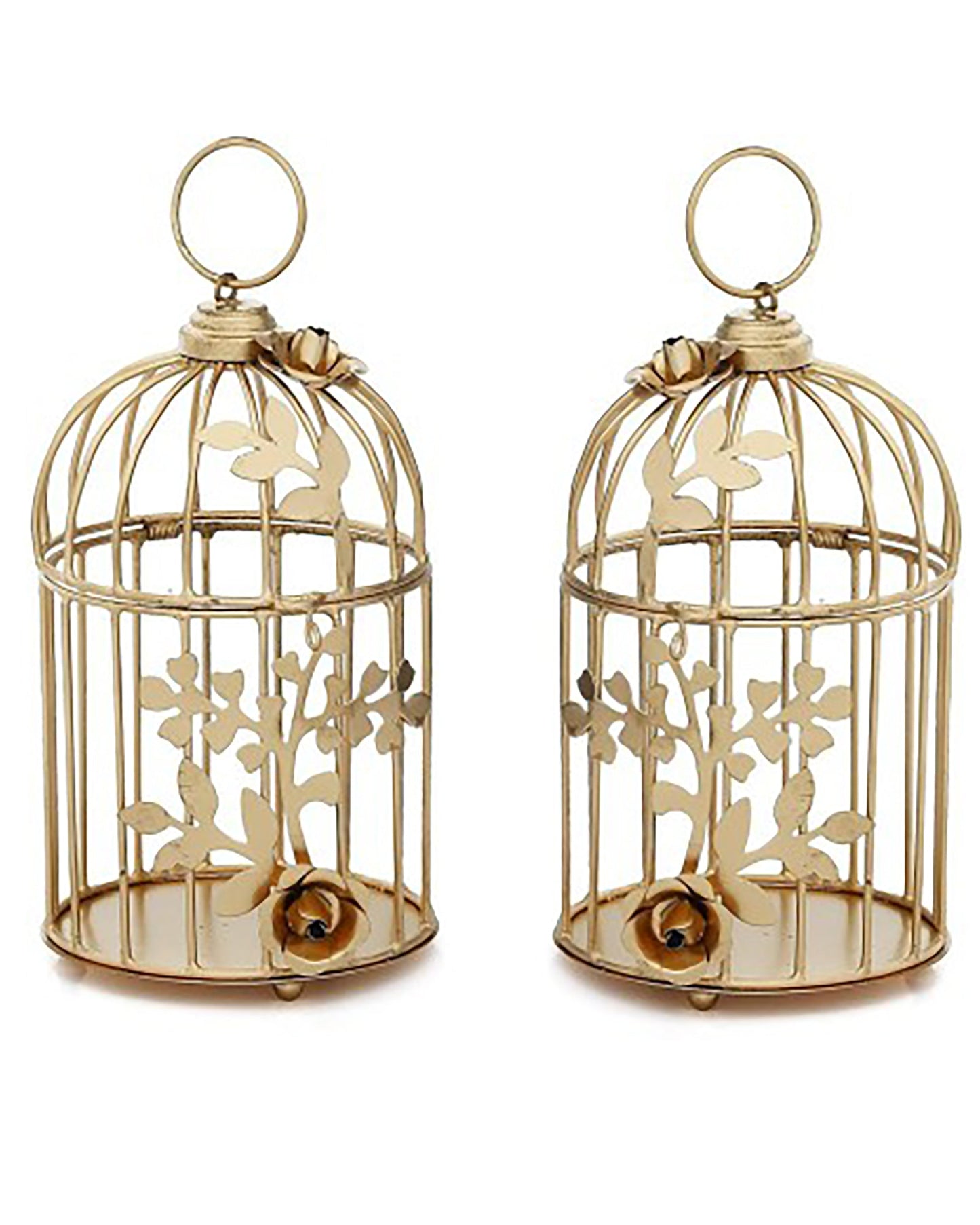 Homesake® Candle Holder | Tealight Holder for Home Décor, Living Room, Table Décor, Pooja Candle Stand Lantern, Room, Diwali Decoration, Wedding & Festival Gift, Metal Birdcage Design, Golden
