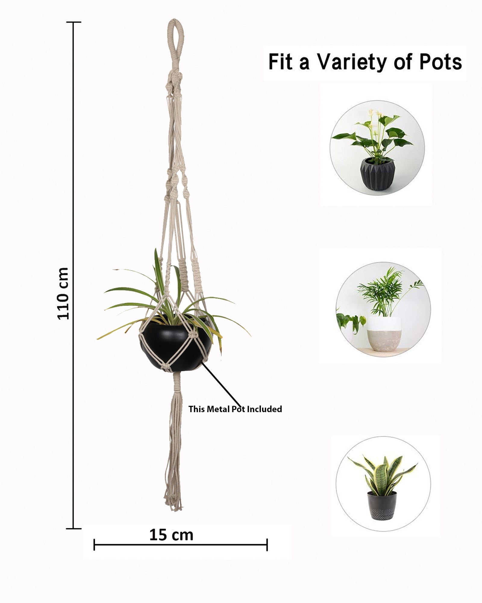Macreme Hanging Planter Large Macrame with Pot Pack of 2
