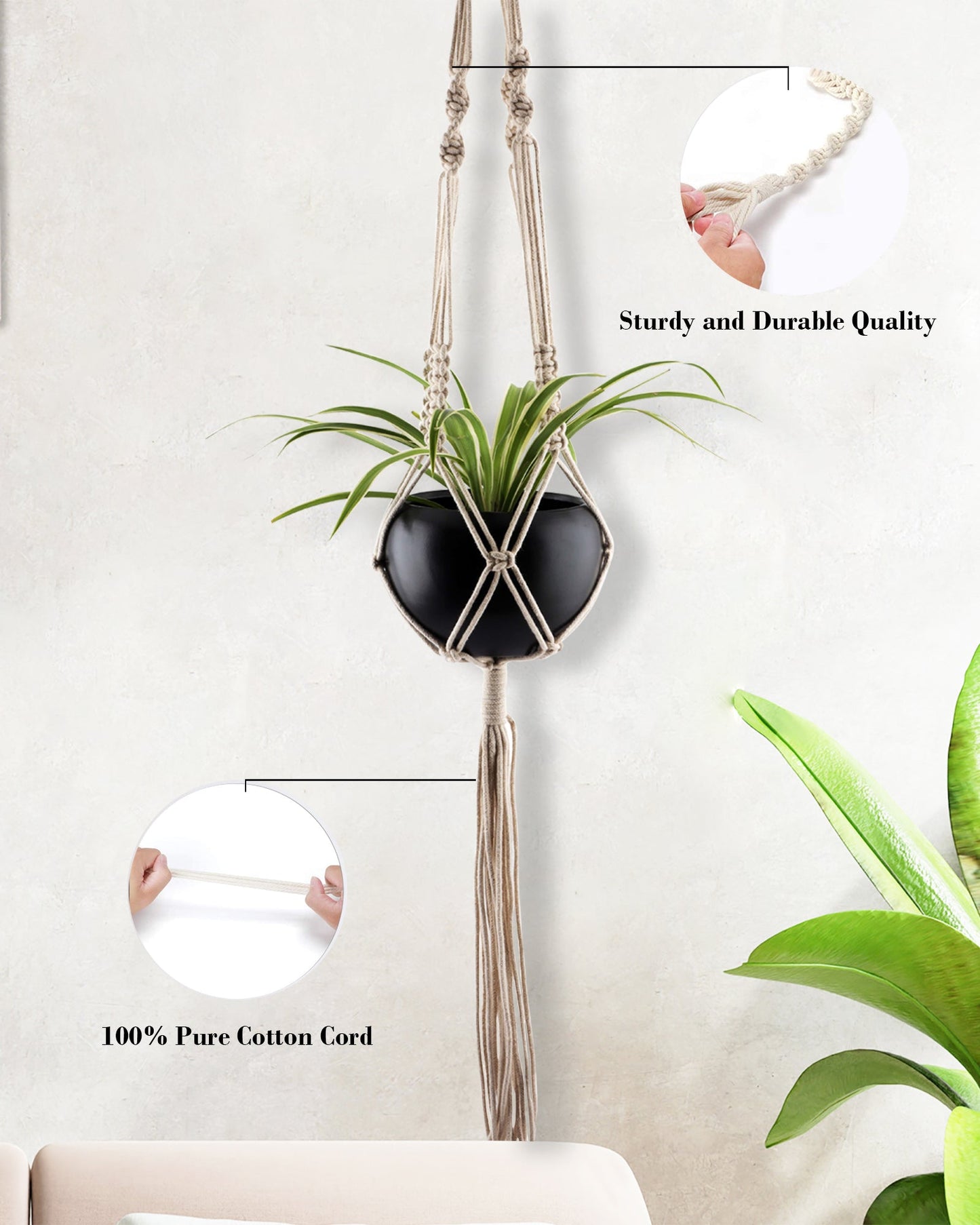 Macreme Hanging Planter Large Macrame with Pot Pack of 2