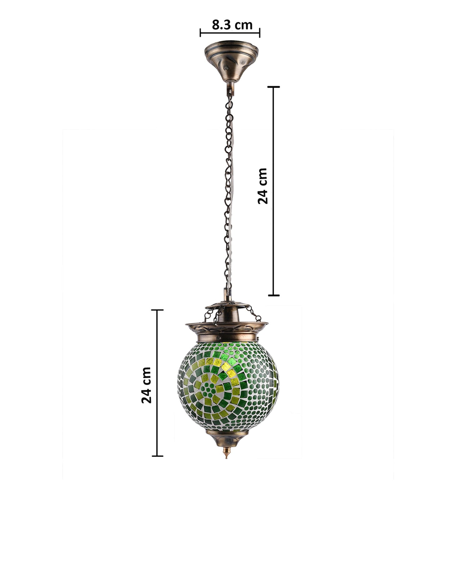 Antique Turkish Moroccan Mosaic Pendant with Metal Ceiling Hanging Light