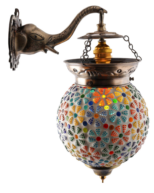 Antique Turkish Mosaic Heritage Style Wall Lamp, Glass Wall Bracket