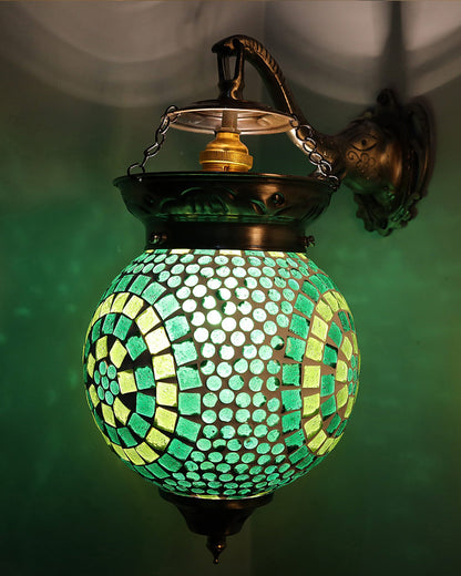 Antique Turkish Mosaic Heritage Style Wall Lamp, Glass Wall Bracket