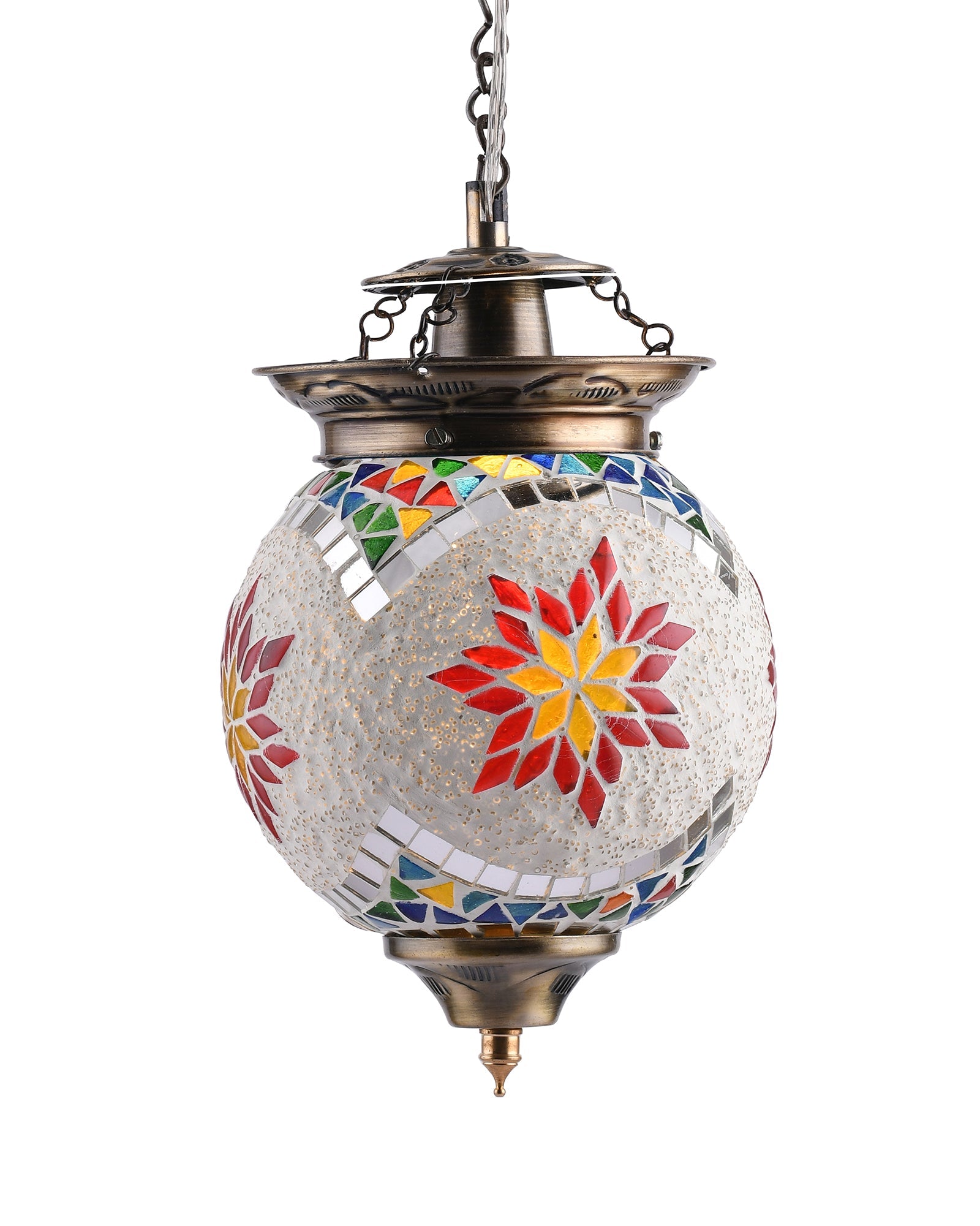 AntiqueTurkish Moroccan Mosaic Pendant with Metal hangings, Ceiling Hanging Light