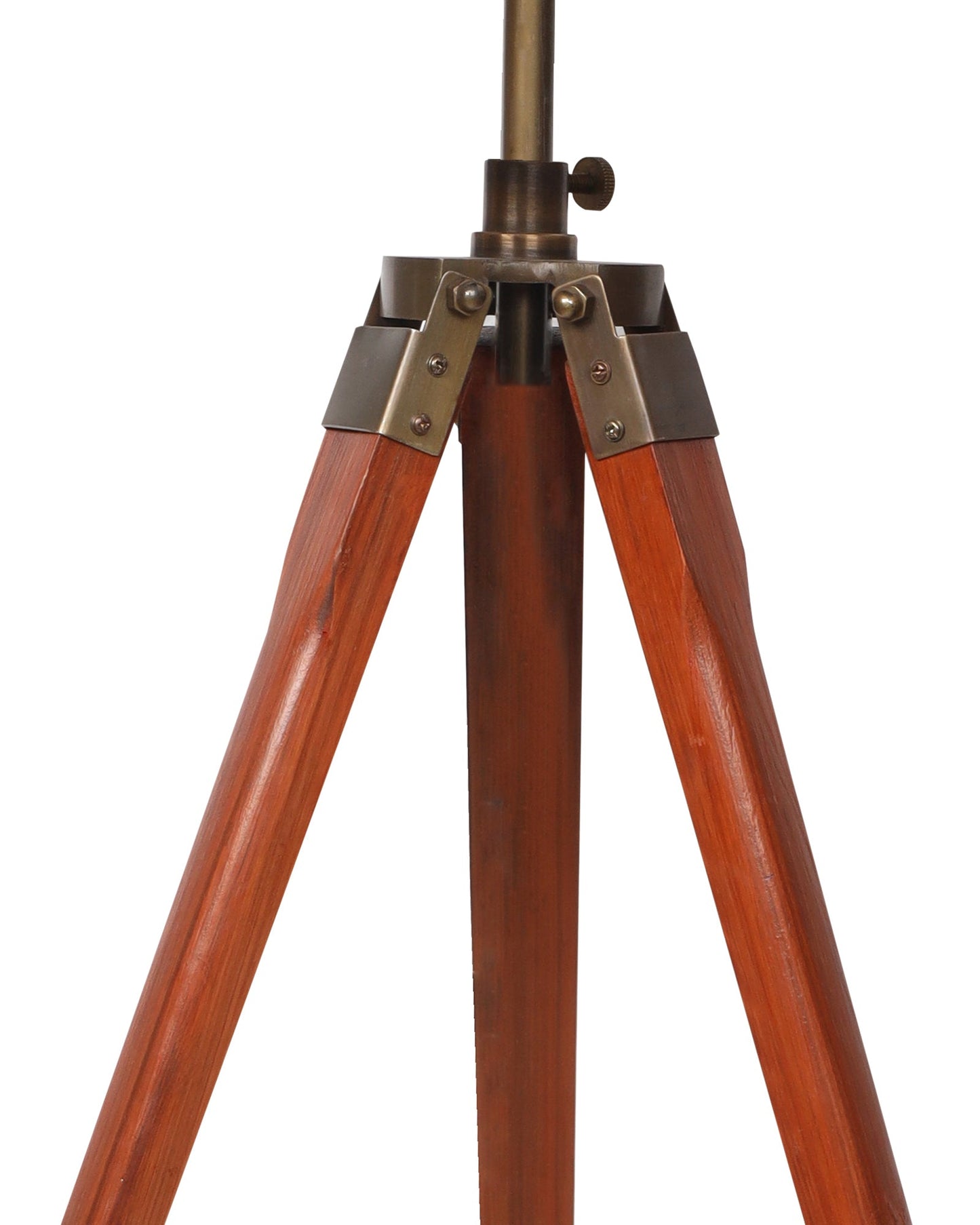 Tripod Floor Lamp with Shade Wooden, Brass Finish Industrial Nautical Marine Decorative Lamp